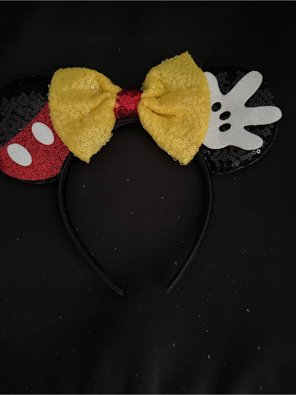 Mickey Mouse Sequin Bow Mouse Ear Headband - Yellow Bow